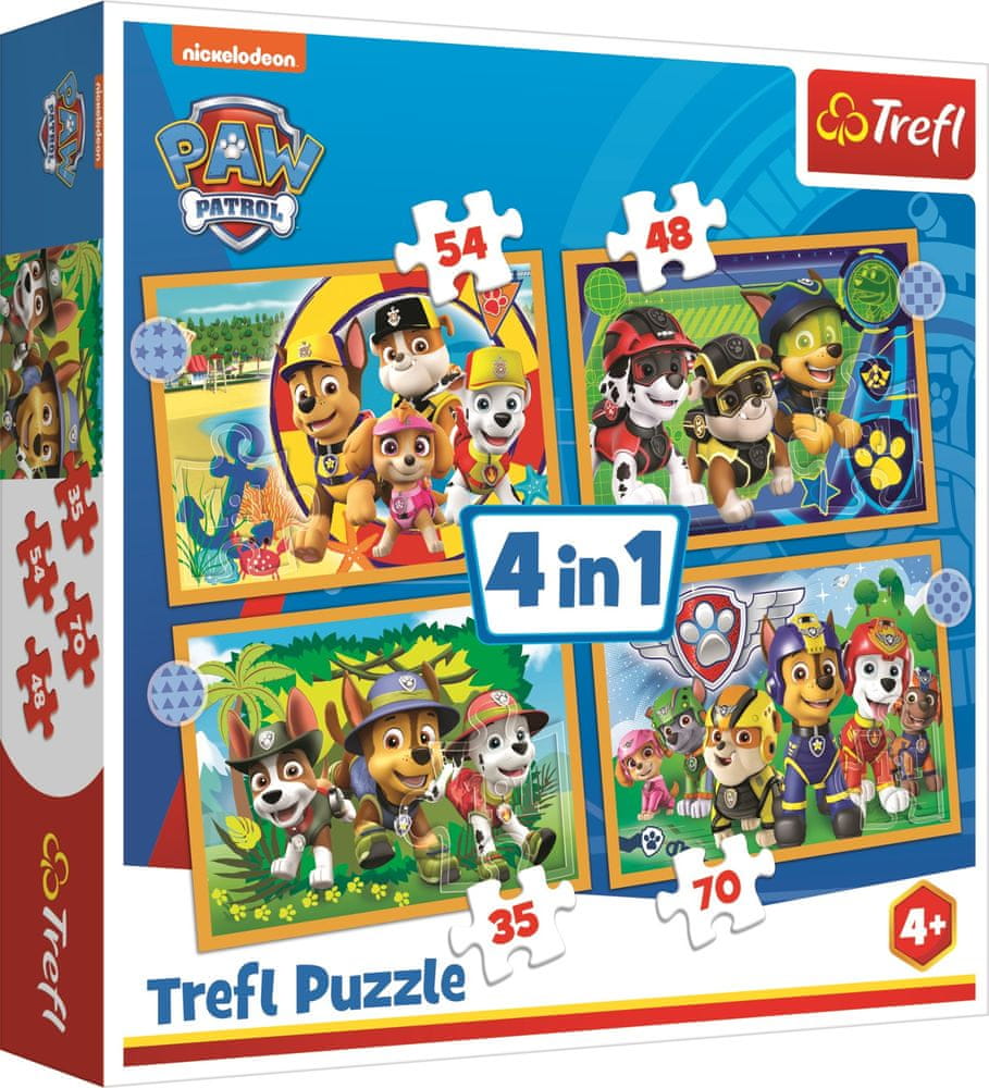Trefl Puzzle 4v1 Prázdniny Tlapkova Patrola